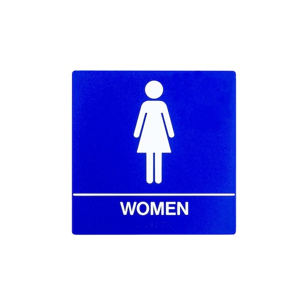 Bcf 8 x 8, Women Door Sign, Square Print, Picture & Text With Braille, Blue SB440-BLUE - main
